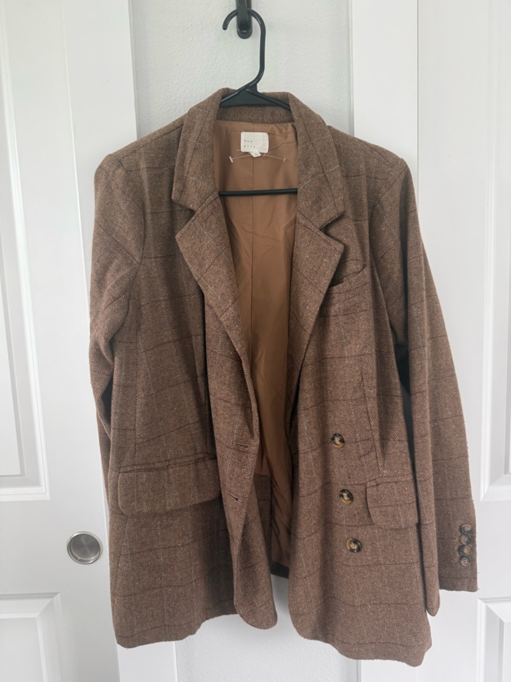 Brown Windowpane Plaid Blazer Jacket